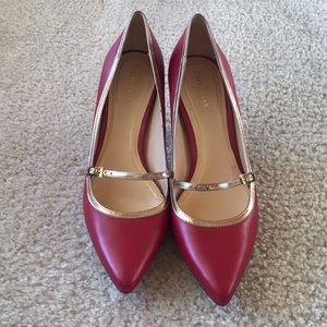 Cole Haan Red with Gold Detailed Pumps